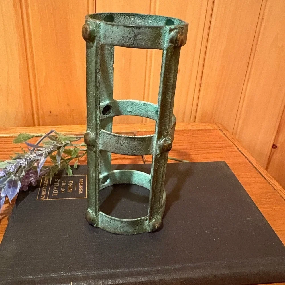 Nautical Metal Votive Candle Holder with a rustic Patina